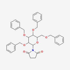 molecular formula C38H39NO7 B12289297 1-[3,4,5-Tris(phenylmethoxy)-6-(phenylmethoxymethyl)oxan-2-yl]pyrrolidine-2,5-dione 