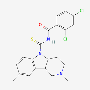 molecular formula C21H21Cl2N3OS B1228931 2,4-dichloro-N-[(2,8-dimethyl-3,4,4a,9b-tetrahydro-1H-pyrido[4,3-b]indol-5-yl)-sulfanylidenemethyl]benzamide 