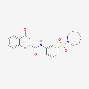 molecular formula C22H22N2O5S B1228935 N-[3-(1-氮杂环戊基磺酰)苯基]-4-氧代-1-苯并吡喃-2-甲酰胺 
