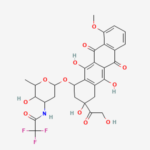 molecular formula C29H28F3NO12 B12289394 2,2,2-trifluoro-N-[3-hydroxy-2-methyl-6-[[3,5,12-trihydroxy-3-(2-hydroxyacetyl)-10-methoxy-6,11-dioxo-2,4-dihydro-1H-tetracen-1-yl]oxy]oxan-4-yl]acetamide 