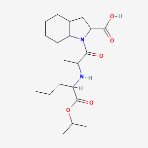 molecular formula C20H34N2O5 B12289573 1-[2-[(1-Oxo-1-propan-2-yloxypentan-2-yl)amino]propanoyl]-2,3,3a,4,5,6,7,7a-octahydroindole-2-carboxylic acid 