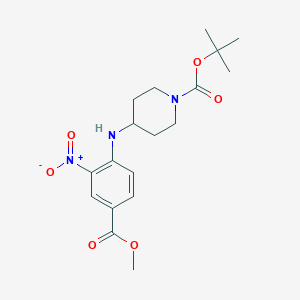 molecular formula C18H25N3O6 B12289667 tert-Butyl 4-[4-(methoxycarbonyl)-2-nitrophenylamino]piperidine-1-carboxylate 