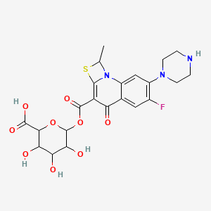 molecular formula C22H24FN3O9S B12289675 6-(6-fluoro-1-methyl-4-oxo-7-piperazin-1-yl-1H-[1,3]thiazeto[3,2-a]quinoline-3-carbonyl)oxy-3,4,5-trihydroxyoxane-2-carboxylic acid 