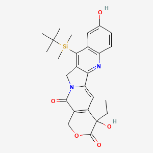 molecular formula C26H30N2O5Si B12289726 10-[tert-butyl(dimethyl)silyl]-19-ethyl-7,19-dihydroxy-17-oxa-3,13-diazapentacyclo[11.8.0.02,11.04,9.015,20]henicosa-1(21),2,4(9),5,7,10,15(20)-heptaene-14,18-dione 