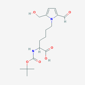 molecular formula C17H26N2O6 B12289787 (S)-alpha-[[(1,1-Dimethylethoxy)carbonyl]amino]-2-formyl-5-(hydroxymethyl)-1H-pyrrole-1-hexanoic Acid 