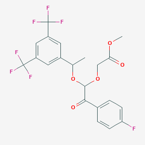 molecular formula C21H17F7O5 B12289856 Methyl 2-[1-[1-[3,5-bis(trifluoromethyl)phenyl]ethoxy]-2-(4-fluorophenyl)-2-oxoethoxy]acetate 