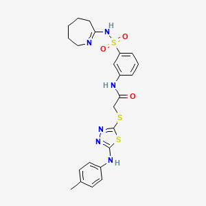 molecular formula C23H26N6O3S3 B1228986 2-[[5-(4-甲基苯胺基)-1,3,4-噻二唑-2-基]硫]-N-[3-(3,4,5,6-四氢-2H-氮杂环庚-7-基磺酰基)苯基]乙酰胺 