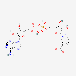 molecular formula C21H26N6O15P2 B12289890 1-[5-[[[[5-(6-Aminopurin-9-YL)-3,4-dihydroxy-oxolan-2-YL]methoxy-hydroxy-phosphoryl]oxy-hydroxy-phosphoryl]oxymethyl]-3,4-dihydroxy-oxolan-2-YL]pyridine-5-carboxylate 