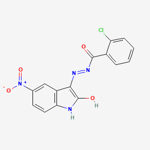 molecular formula C15H9ClN4O4 B1228993 2-chloro-N'-(5-nitro-2-oxo-3-indolyl)benzohydrazide 