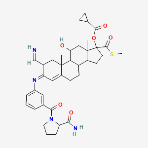 [3-[3-(2-carbamoylpyrrolidine-1-carbonyl)phenyl]imino-11-hydroxy-2-methanimidoyl-10,13-dimethyl-17-methylsulfanylcarbonyl-2,6,7,8,9,11,12,14,15,16-decahydro-1H-cyclopenta[a]phenanthren-17-yl] cyclopropanecarboxylate