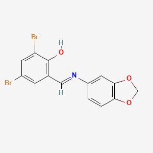 molecular formula C14H9Br2NO3 B1229011 6-[(1,3-Benzodioxol-5-ylamino)methylidene]-2,4-dibromo-1-cyclohexa-2,4-dienone 
