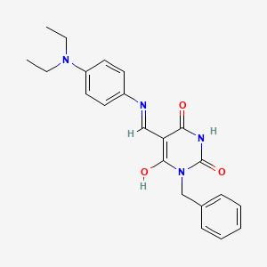 molecular formula C22H24N4O3 B1229013 5-[[4-(二乙氨基)苯胺]亚甲基]-1-(苯甲基)-1,3-二氮杂环-2,4,6-三酮 