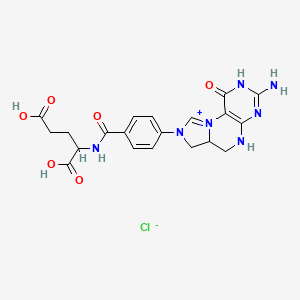 molecular formula C20H22ClN7O6 B12290143 2-[[4-(3-amino-1-oxo-5,6,6a,7-tetrahydro-2H-imidazo[1,5-f]pteridin-10-ium-8-yl)benzoyl]amino]pentanedioic acid;chloride 