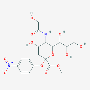 molecular formula C18H24N2O12 B12290281 Methyl 4-hydroxy-5-[(2-hydroxyacetyl)amino]-2-(4-nitrophenoxy)-6-(1,2,3-trihydroxypropyl)oxane-2-carboxylate 