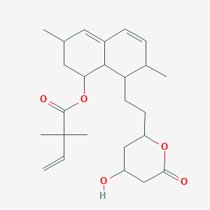 molecular formula C25H36O5 B12290286 [8-[2-(4-Hydroxy-6-oxooxan-2-yl)ethyl]-3,7-dimethyl-1,2,3,7,8,8a-hexahydronaphthalen-1-yl] 2,2-dimethylbut-3-enoate 