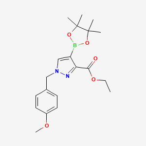 molecular formula C20H27BN2O5 B12290308 Ethyl 1-(4-methoxybenzyl)-4-(4,4,5,5-tetramethyl-1,3,2-dioxaborolan-2-yl)-1H-pyrazole-3-carboxylate CAS No. 1355249-30-7