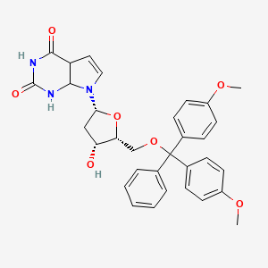 molecular formula C32H33N3O7 B12290332 7-[(2R,4R,5R)-5-[[bis(4-methoxyphenyl)-phenylmethoxy]methyl]-4-hydroxyoxolan-2-yl]-4a,7a-dihydro-1H-pyrrolo[2,3-d]pyrimidine-2,4-dione 