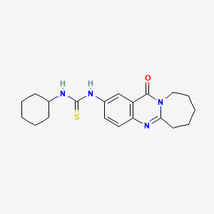 molecular formula C20H26N4OS B1229045 1-环己基-3-(12-氧代-7,8,9,10-四氢-6H-氮杂菲并[2,1-b]喹唑啉-2-基)硫脲 