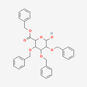 molecular formula C34H34O7 B12290458 Benzyl 6-hydroxy-3,4,5-tris(phenylmethoxy)oxane-2-carboxylate 