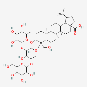 8-(Hydroxymethyl)-9-[4-hydroxy-5-[3,4,5-trihydroxy-6-(hydroxymethyl)oxan-2-yl]oxy-3-(3,4,5-trihydroxy-6-methyloxan-2-yl)oxyoxan-2-yl]oxy-5a,5b,8,11a-tetramethyl-1-prop-1-en-2-yl-1,2,3,4,5,6,7,7a,9,10,11,11b,12,13,13a,13b-hexadecahydrocyclopenta[a]chrysene-3a-carboxylic acid