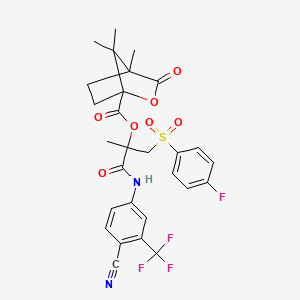 [1-[4-Cyano-3-(trifluoromethyl)anilino]-3-(4-fluorophenyl)sulfonyl-2-methyl-1-oxopropan-2-yl] 4,7,7-trimethyl-3-oxo-2-oxabicyclo[2.2.1]heptane-1-carboxylate