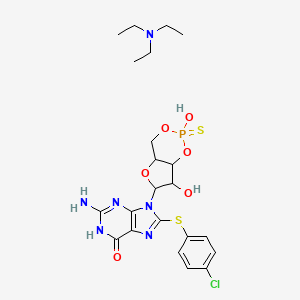 molecular formula C22H30ClN6O6PS2 B12290592 Guanosine, 8-[(4-chlorophenyl)thio]-, cyclic 3',5'-[hydrogen (S)-phosphorothioate] 