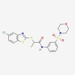 molecular formula C20H20ClN3O4S3 B1229077 2-[(5-氯-1,3-苯并噻唑-2-基)硫代]-N-[3-(4-吗啉磺酰基)苯基]丙酰胺 
