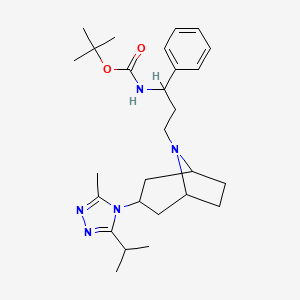 molecular formula C27H41N5O2 B12290838 tert-butyl N-[(1S)-3-{3-[3-methyl-5-(propan-2-yl)-4H-1,2,4-triazol-4-yl]-8-azabicyclo[3.2.1]octan-8-yl}-1-phenylpropyl]carbamate 