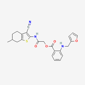 molecular formula C24H23N3O4S B1229084 2-(2-Furanylmethylamino)benzoic acid [2-[(3-cyano-6-methyl-4,5,6,7-tetrahydro-1-benzothiophen-2-yl)amino]-2-oxoethyl] ester 