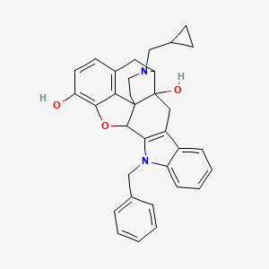 molecular formula C33H32N2O3 B1229085 11-Benzyl-22-(cyclopropylmethyl)-14-oxa-11,22-diazaheptacyclo[13.9.1.01,13.02,21.04,12.05,10.019,25]pentacosa-4(12),5,7,9,15,17,19(25)-heptaene-2,16-diol 