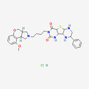 5-[4-[(3aR,9bR)-9-methoxy-3,3a,4,9b-tetrahydro-1H-chromeno[3,4-c]pyrrol-2-yl]butyl]-12-phenyl-8-thia-3,5,10,13-tetrazatricyclo[7.4.0.02,7]tridecane-4,6-dione;hydrochloride