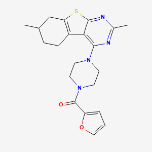 molecular formula C21H24N4O2S B1229108 [4-(2,7-二甲基-5,6,7,8-四氢-[1]苯并噻螺[2,3-d]嘧啶-4-基)-1-哌嗪基]-(2-呋喃基)甲苯酮 