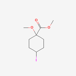 molecular formula C9H15IO3 B12291226 Cyclohexanecarboxylic acid, 4-iodo-1-methoxy-, methyl ester CAS No. 2097133-18-9