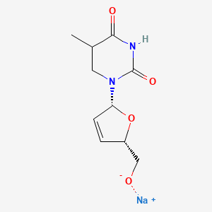 molecular formula C10H13N2NaO4 B12291243 sodium;[(2S,5R)-5-(5-methyl-2,4-dioxo-1,3-diazinan-1-yl)-2,5-dihydrofuran-2-yl]methanolate 