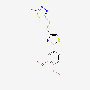 molecular formula C16H17N3O2S3 B1229126 2-[[2-(4-Ethoxy-3-methoxyphenyl)-4-thiazolyl]methylthio]-5-methyl-1,3,4-thiadiazole 