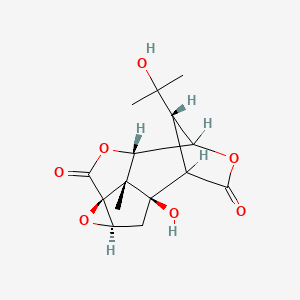 molecular formula C15H18O7 B1229134 (1R,3R,5S,8S,13R,14S)-1-羟基-14-(2-羟基丙烷-2-基)-13-甲基-4,7,10-三氧杂五环[6.4.1.19,12.03,5.05,13]十四烷-6,11-二酮 