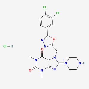 7-[[5-(3,4-dichlorophenyl)-1,3,4-oxadiazol-2-yl]methyl]-1,3-dimethyl-8-piperazin-1-ium-1-ylidene-5H-purine-2,6-dione;hydrochloride