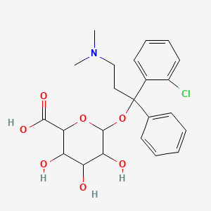 molecular formula C23H28ClNO7 B12291502 6-[1-(2-Chlorophenyl)-3-(dimethylamino)-1-phenylpropoxy]-3,4,5-trihydroxyoxane-2-carboxylic acid 