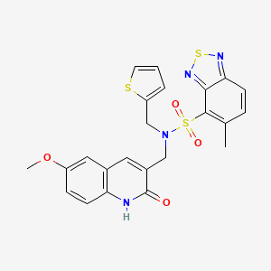 N-[(6-methoxy-2-oxo-1H-quinolin-3-yl)methyl]-5-methyl-N-(thiophen-2-ylmethyl)-2,1,3-benzothiadiazole-4-sulfonamide