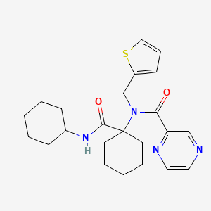 molecular formula C23H30N4O2S B1229170 N-[1-[(cyclohexylamino)-oxomethyl]cyclohexyl]-N-(thiophen-2-ylmethyl)-2-pyrazinecarboxamide 