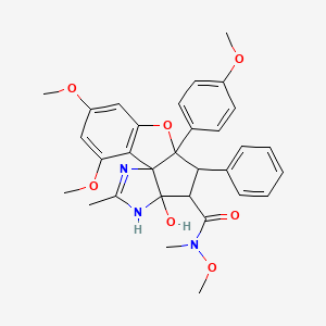 12-hydroxy-N,3,5-trimethoxy-9-(4-methoxyphenyl)-N,14-dimethyl-10-phenyl-8-oxa-13,15-diazatetracyclo[7.6.0.01,12.02,7]pentadeca-2(7),3,5,14-tetraene-11-carboxamide