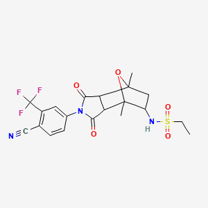 molecular formula C20H20F3N3O5S B12291921 N-[2-[4-cyano-3-(trifluoromethyl)phenyl]-4,7-dimethyl-1,3-dioxo-3a,5,6,7a-tetrahydro-4,7-epoxyisoindol-5-yl]ethanesulfonamide 