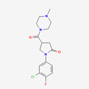 molecular formula C16H19ClFN3O2 B1229203 1-(3-Chloro-4-fluorophenyl)-4-[(4-methyl-1-piperazinyl)-oxomethyl]-2-pyrrolidinone 