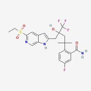 2-[4-[(5-ethylsulfonyl-1H-pyrrolo[2,3-c]pyridin-2-yl)methyl]-5,5,5-trifluoro-4-hydroxy-2-methylpentan-2-yl]-5-fluorobenzamide