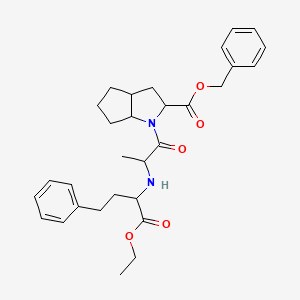 molecular formula C30H38N2O5 B12292197 2-[N-[(R)-1-Ethoxycarbonyl-3-phenylpropyl]-L-alanyl]-(1S,3S,5S)-2-azabicyclo[3.3.0]octane-3-carboxylic Acid, Benzyl Ester 