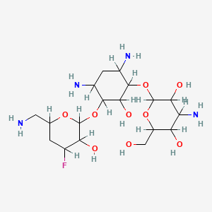 B1229244 3',4'-Dideoxy-3'-fluorokanamycin A CAS No. 134160-38-6