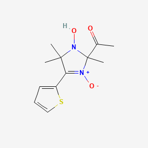 molecular formula C12H16N2O3S B1229254 1-(3-Hydroxy-2,4,4-trimethyl-1-oxido-5-thiophen-2-yl-2-imidazol-1-iumyl)ethanone 