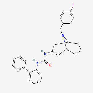 molecular formula C28H30FN3O B1229255 1-[9-[(4-氟苯基)甲基]-9-氮杂双环[3.3.1]壬-3-基]-3-(2-苯基苯基)脲 