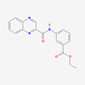 molecular formula C18H15N3O3 B1229256 3-[[Oxo(2-quinoxalinyl)methyl]amino]benzoic acid ethyl ester 