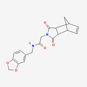 molecular formula C19H18N2O5 B1229257 N-(1,3-benzodioxol-5-ylmethyl)-2-(1,3-dioxo-1,3,3a,4,7,7a-hexahydro-2H-4,7-methanoisoindol-2-yl)acetamide 